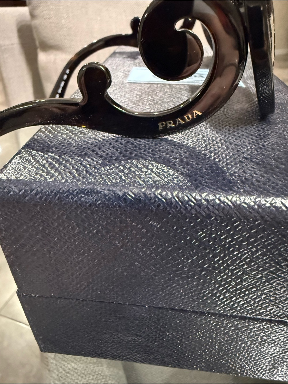 Prada Round Dark Brown Sunglasses with Gold Double Bridge - Picture 3 of 7